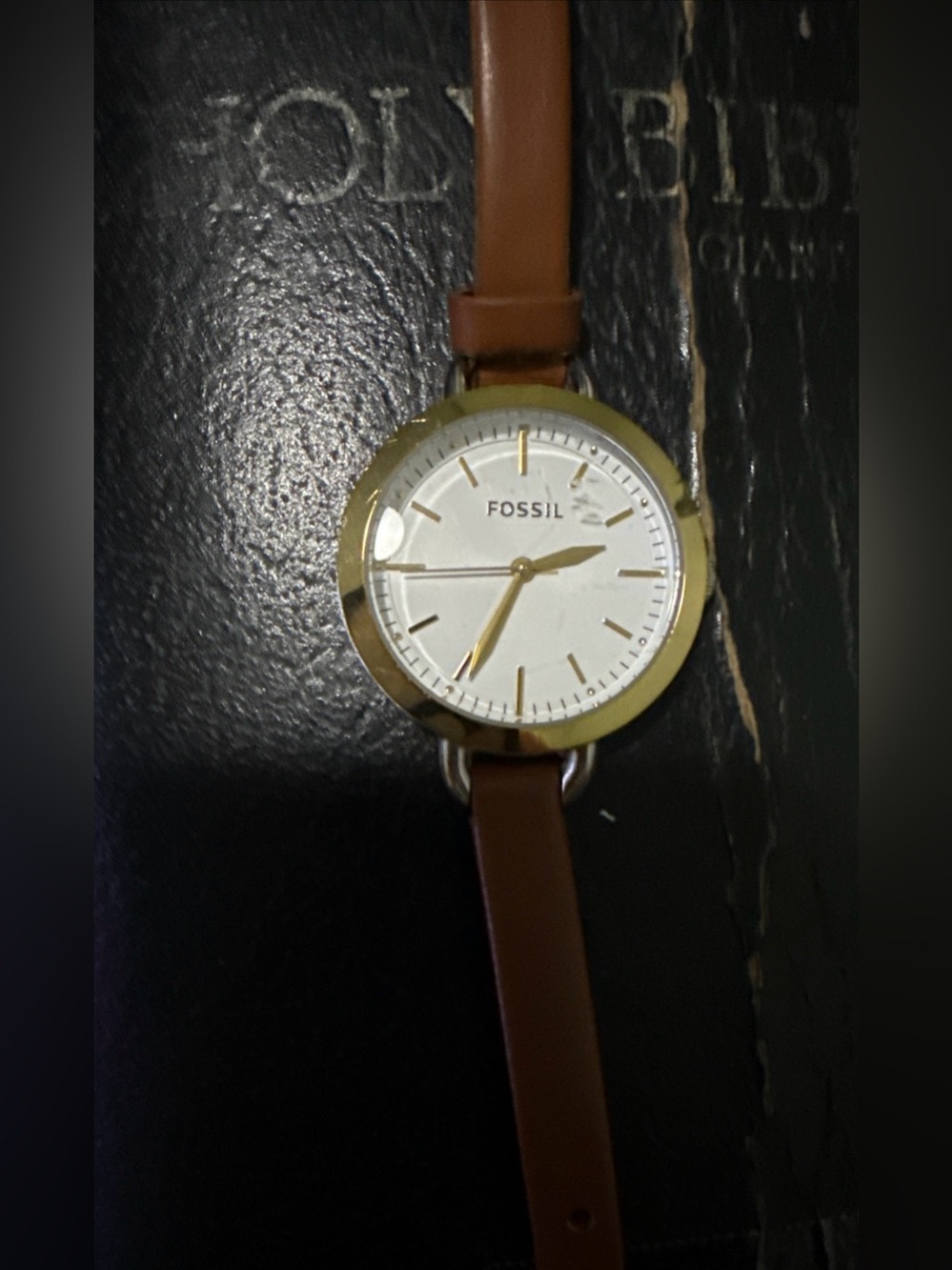 Fossil BQ3396 Women’s Quartz Analog Watch Brown Leather Strap White Dial 50m